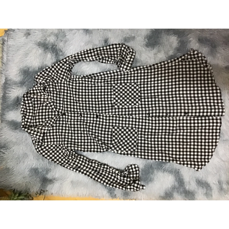 Đầm sơmi caro silk cotton 524731