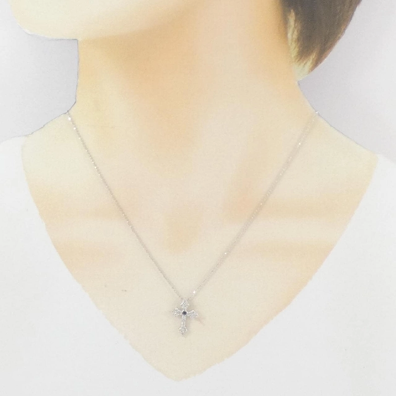 K18WG Dây chuyền kim cương chéo 0.50CT - Hàng hiệu Chính hãng 856808