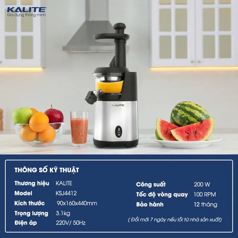 Máy ép chậm Kalite KSJ4412 động cơ đảo chiều ép kiệt bã 792869