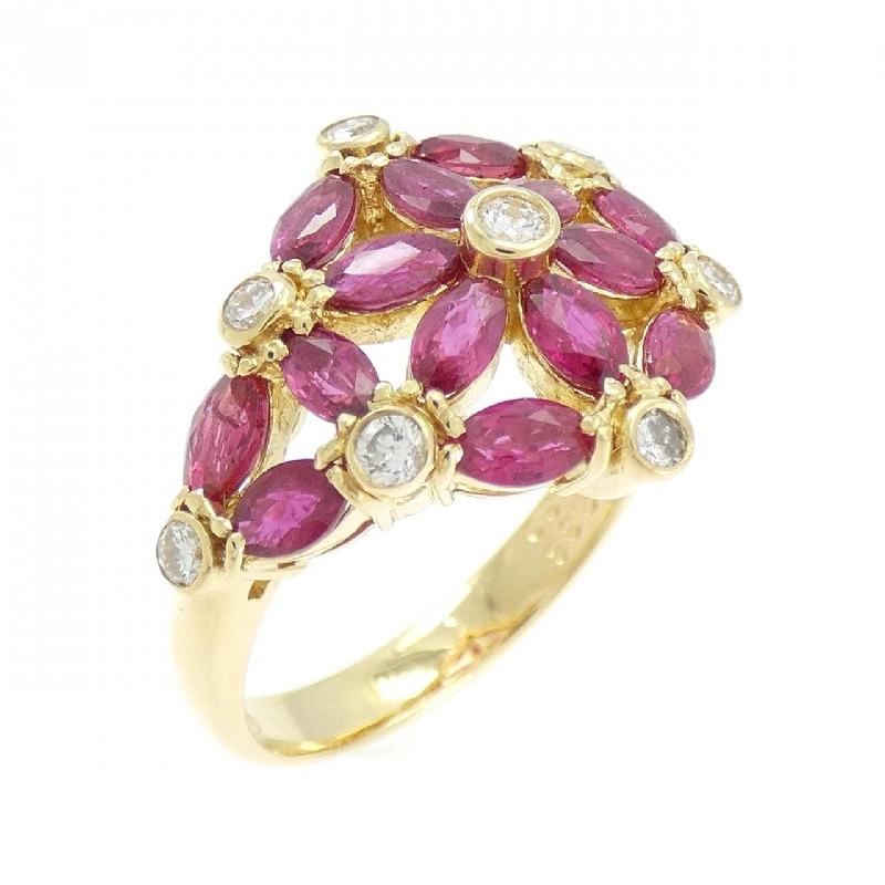 Nhẫn Ruby 2.38CT K18YG Hoa - Hàng hiệu Chính hãng 850779