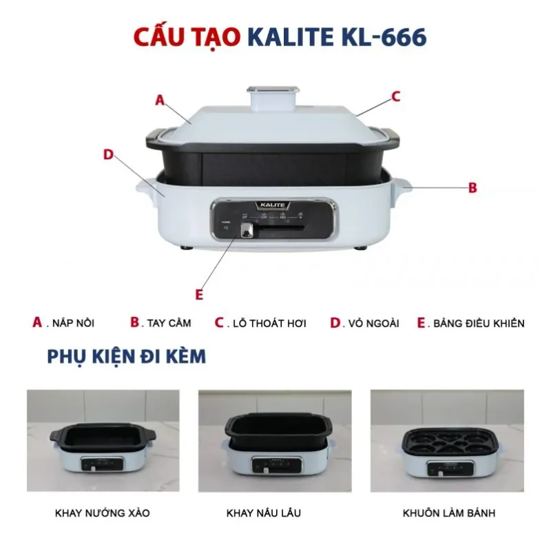 Kalite KL-666 – Nồi lẩu nướng đa năng gọn gàng 734528