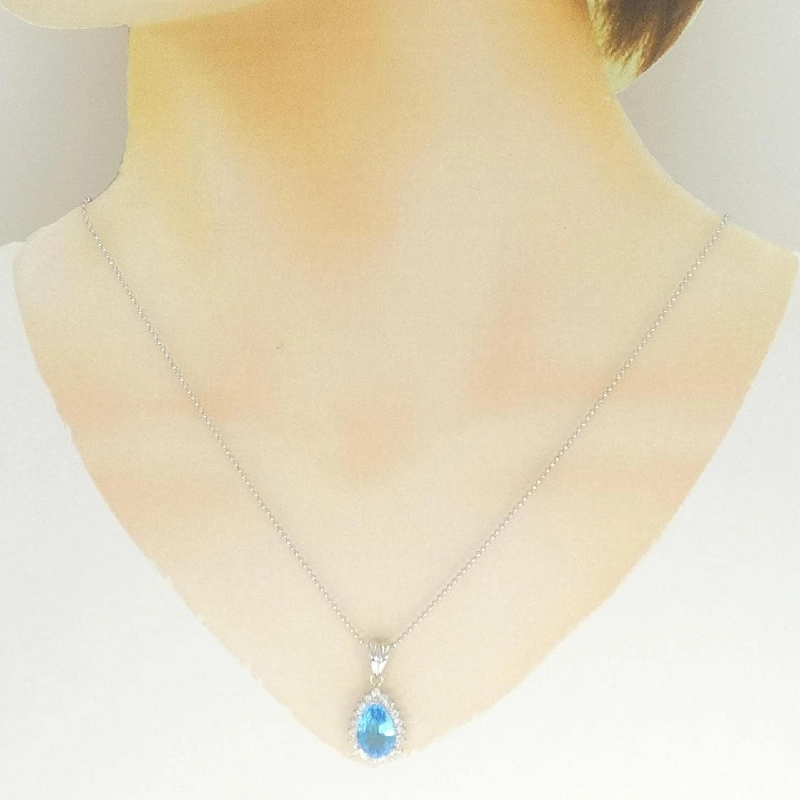 Dây chuyền Blue Topaz PT900/PT850 3.54CT - Hàng hiệu Chính hãng 857853