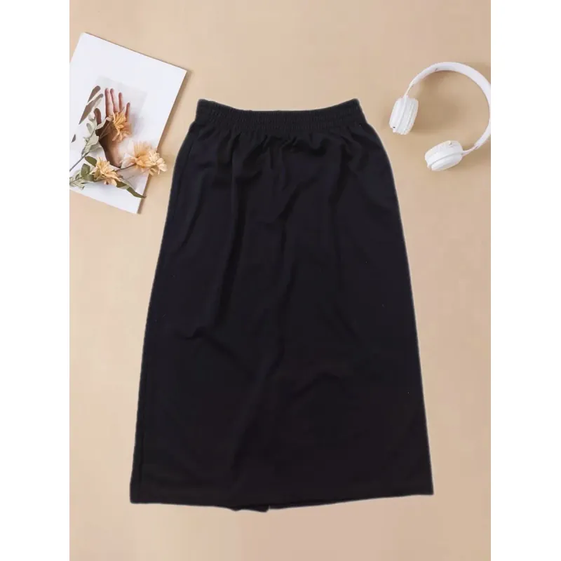 Chân váy maxi màu đen có cạp chun 791941