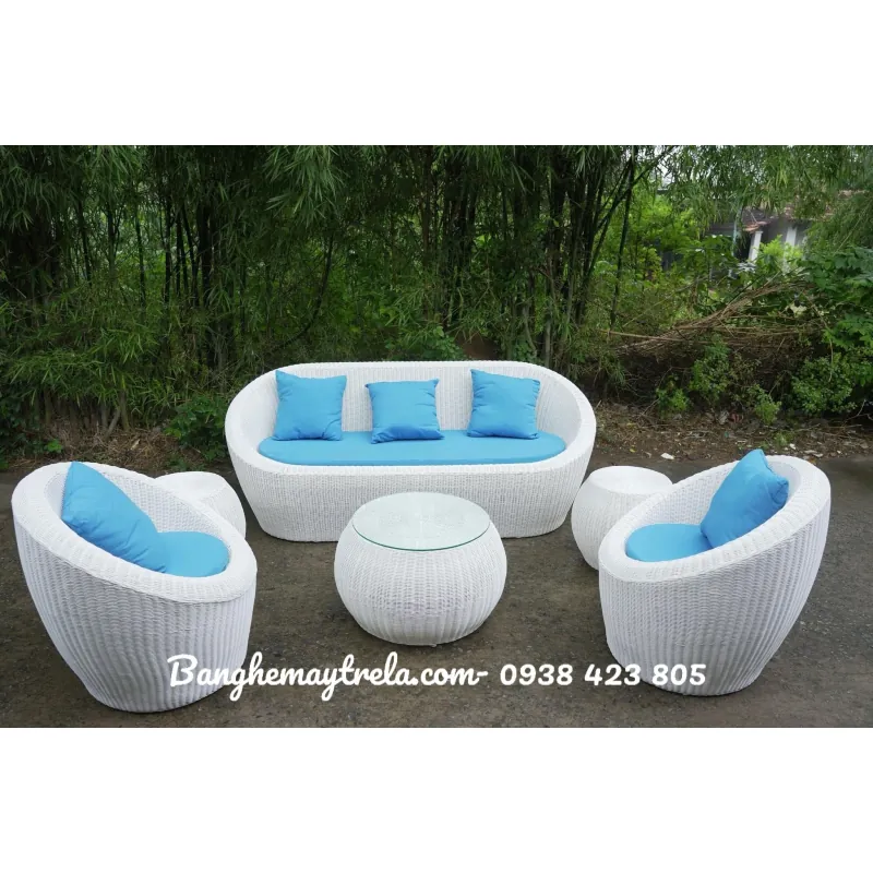 Bộ bàn ghế sofa sò mây nhựa 591151