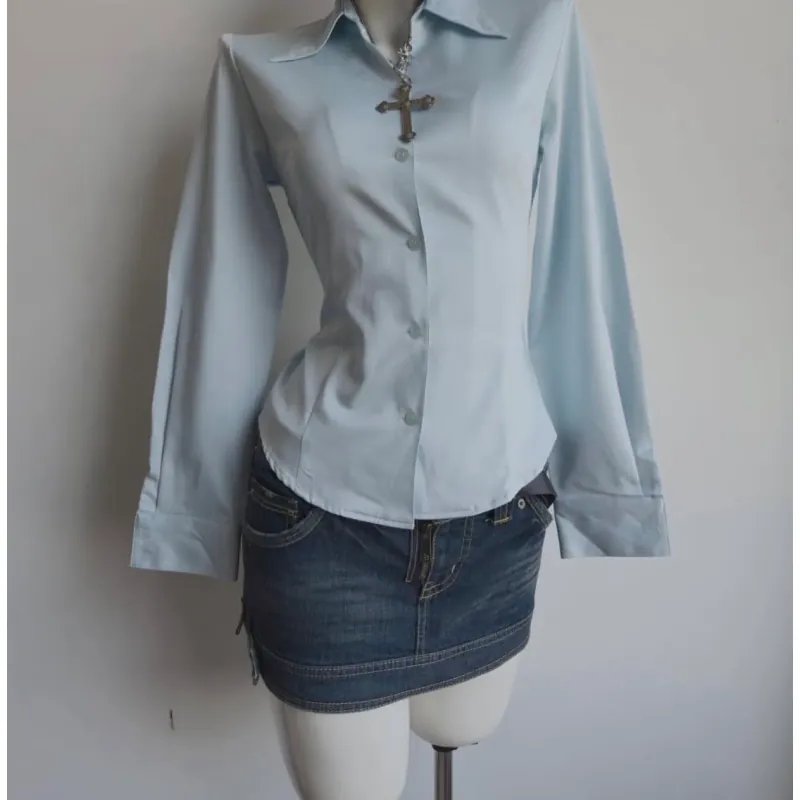 Áo sơ mi dài tay nữ DanQ kiểu siren office 990847