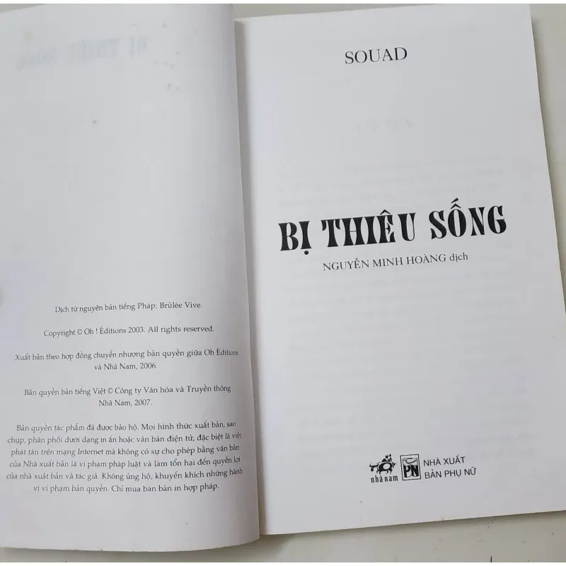 BỊ THIÊU SỐNG (Souad) - Hồi ký rung động thế giới về tội ác với phụ nữ 711851
