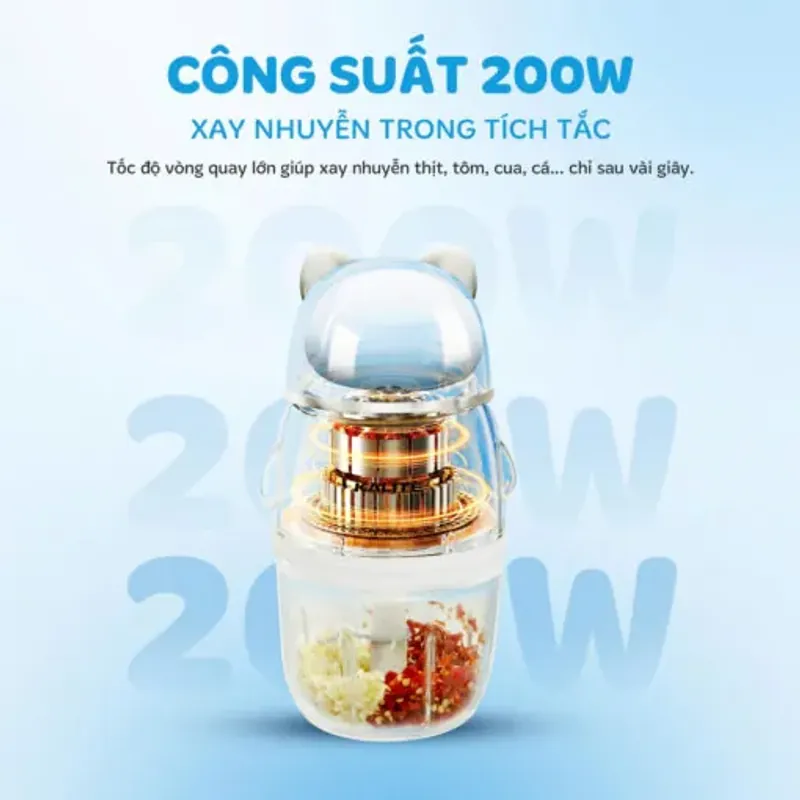 Máy xay thịt mini đa năng Kalite MiuMiu, dung tích 350ml, lưỡi dao 6 bằng inox304 934029