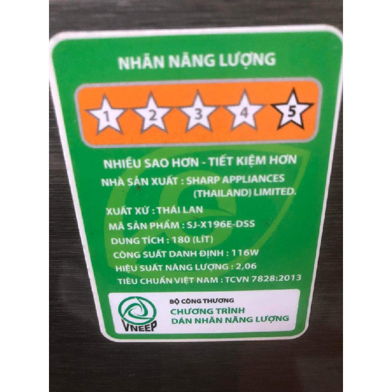 TỦ LẠNH SHARP THƯƠNG HIỆU THÁI LAN DUNG TÍCH 180L 7727