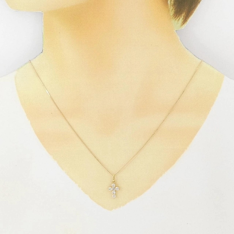 K18YG Dây chuyền kim cương hình chữ thập 0.45CT - Hàng hiệu Chính hãng 860739
