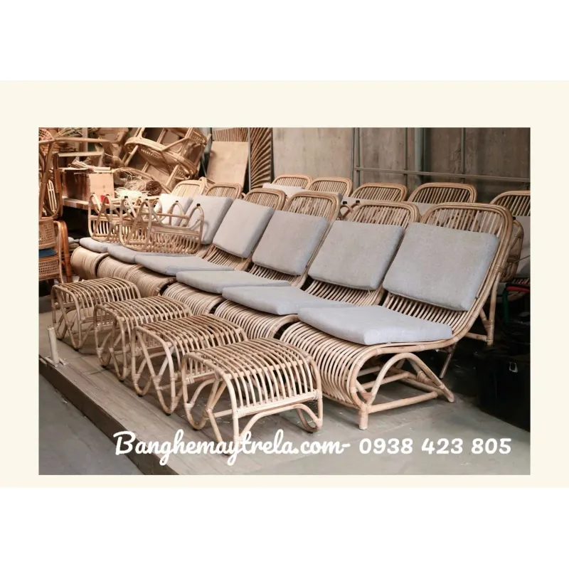 Ghế thư giãn mây tự nhiên kèm đôn gác chân 717301