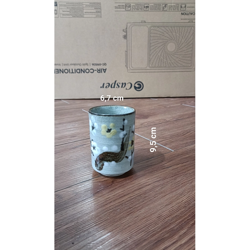Bộ cốc ly chén gốm Nhật -(Men Mộc + Men Rạn)-(Bộ 5 Ly + 1 Khay)[Ly uống nước, trà, cà phê] 470509
