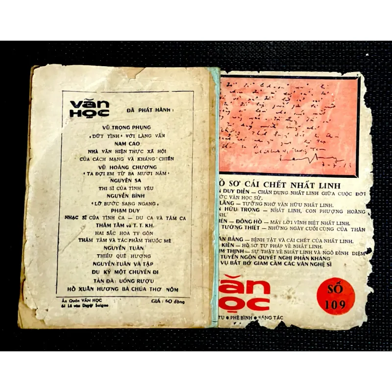 HỒ SƠ CÁI CHẾT NHẤT LINH- Tạp chí Văn Học số 109 miền Nam VN trước 1975 1013704