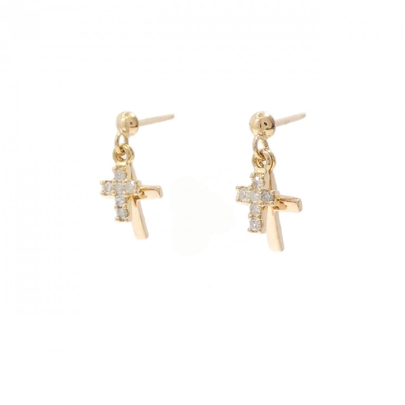 K18PG Bông tai kim cương hình chữ thập - Hàng hiệu Chính hãng 866595
