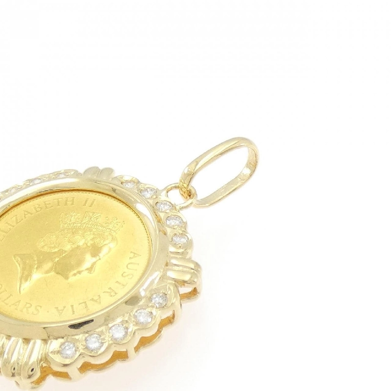 K18YG(枠) Dây chuyền đồng xu kim cương 0.4CT - Hàng hiệu Authentic 869167