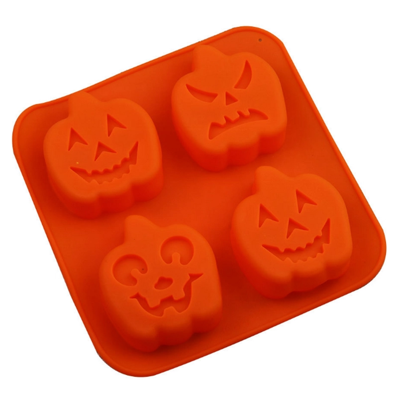 Khuôn silicon làm bánh, rau câu, socola 4 hình Halloween bí ngô – Mã số 1364 222849