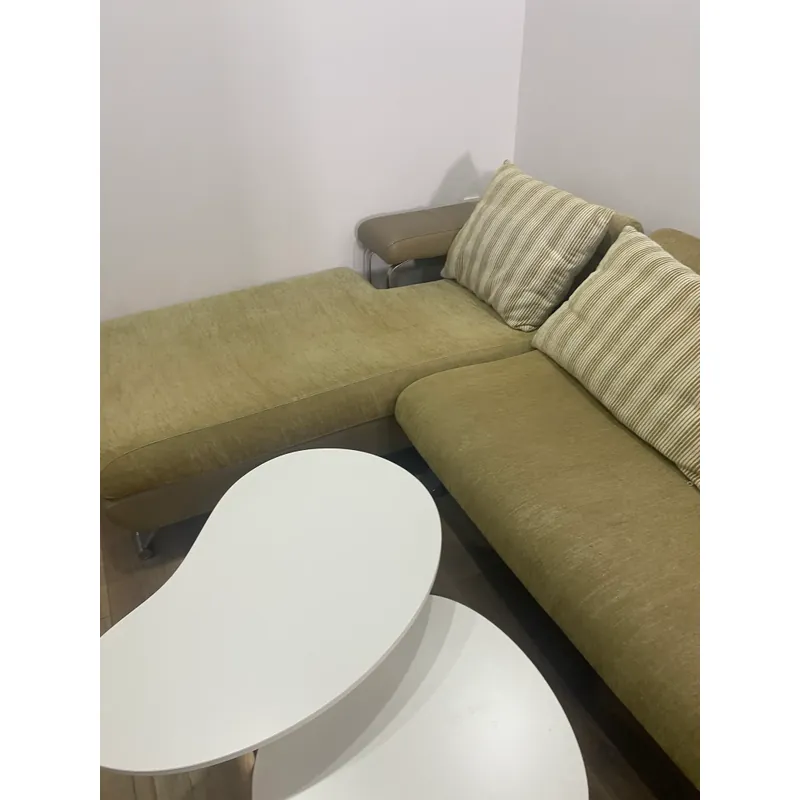 Sofa góc bọc nỉ phối da , khung inox 559383