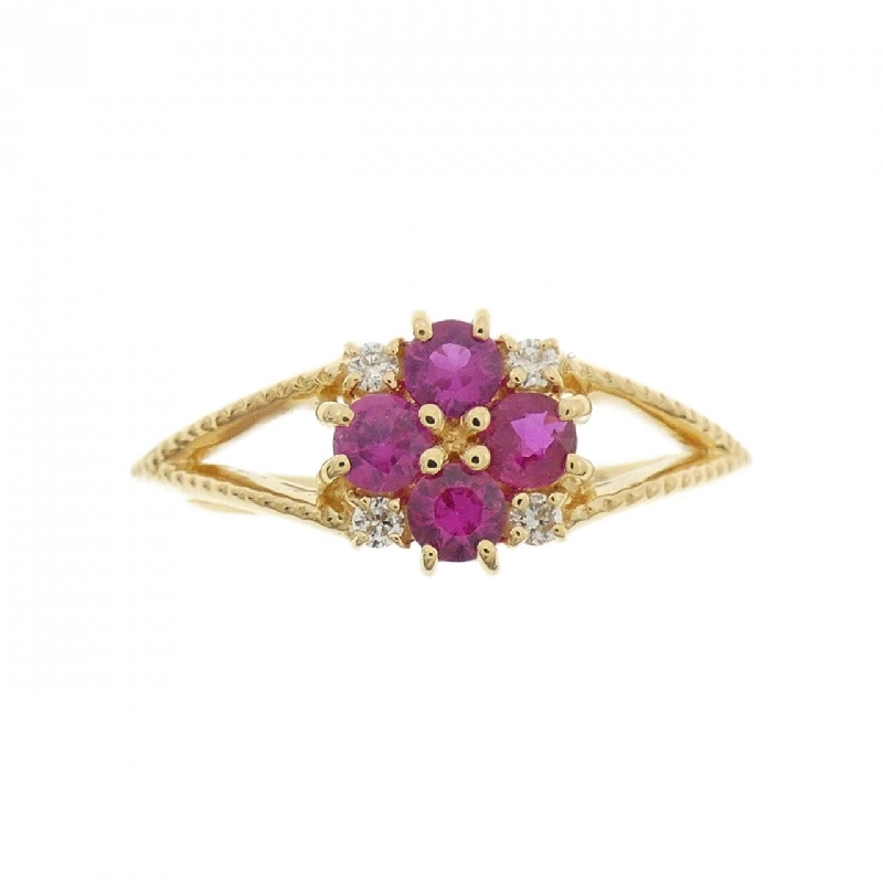 Nhẫn ruby K18YG hoa 0.28CT 672476
