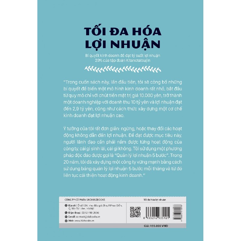 Tối Đa Hoá Lợi Nhuận - Bí Quyết Kinh Doanh Để Đạt Tỷ Suất Lợi Nhuận 29% Của Tập Đoàn Kitanotatsujin - Katsuhisa Kinoshita 155275