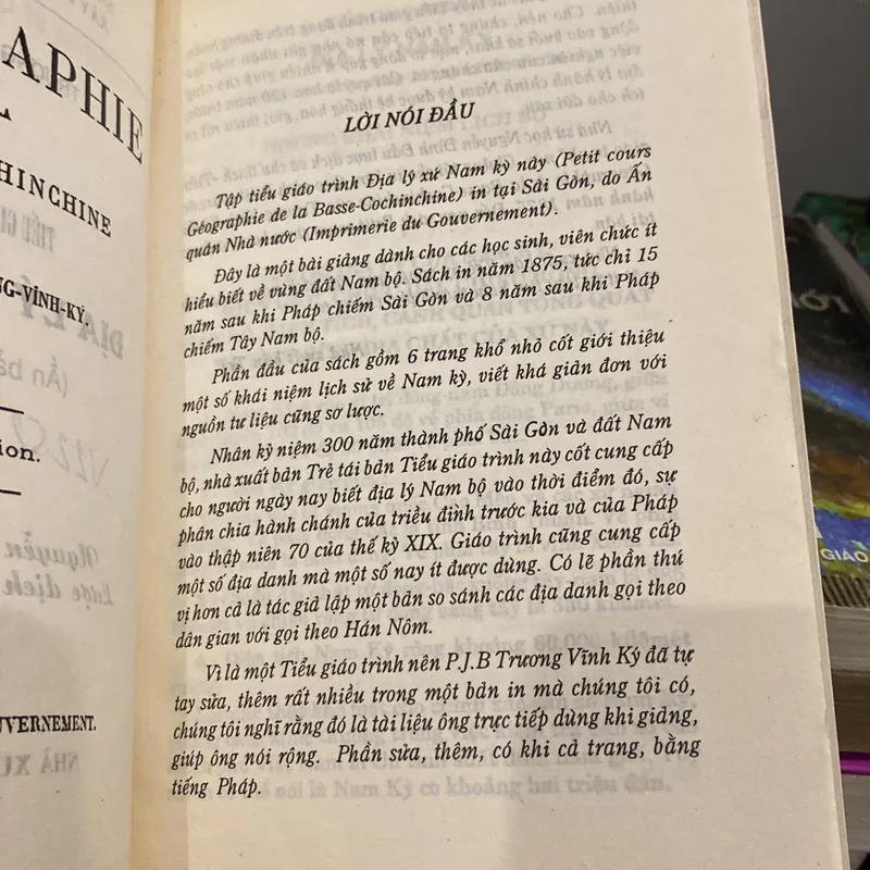 TIỂU GIÁO TRÌNH ĐỊA LÝ NAM KỲ, TRƯƠNG VĨNH KÝ, SONG NGỮ VIỆT - PHÁP (XB 1997) 561801