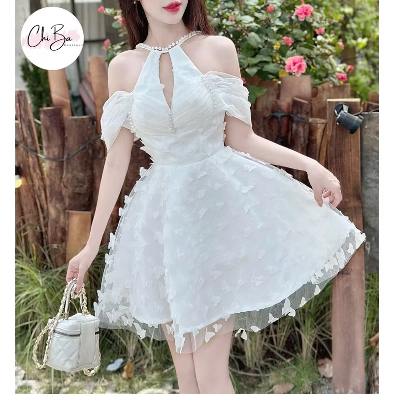 Váy đầm trễ vai size S màu trắng  503100