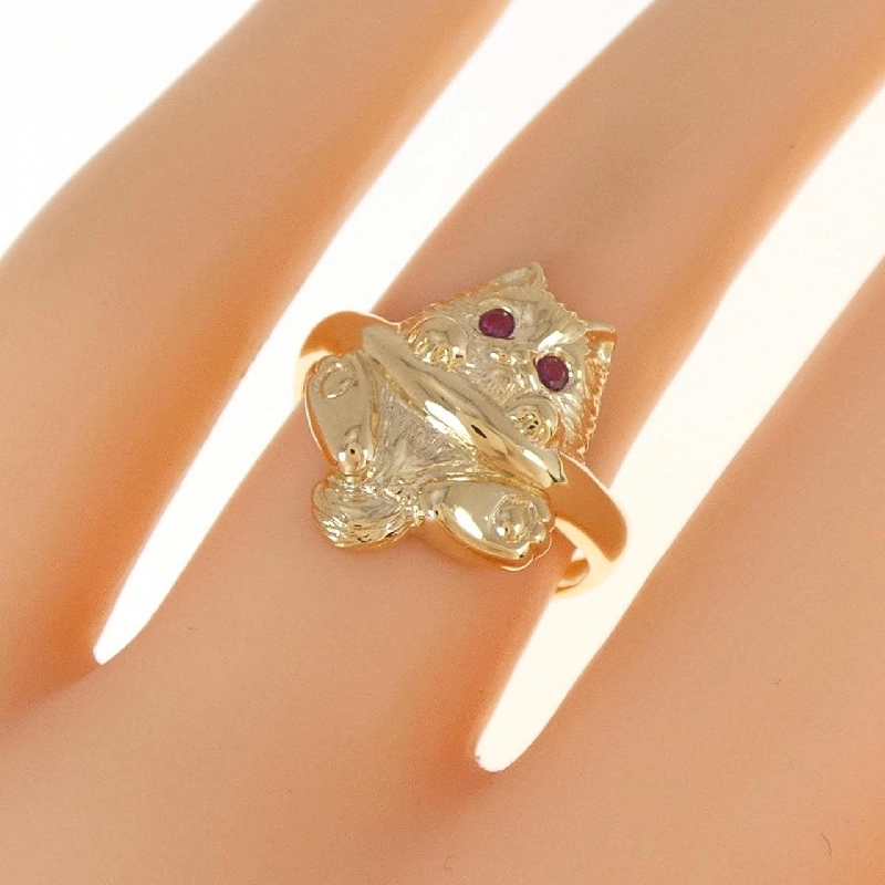 Nhẫn ruby K18YG hình mèo 673503