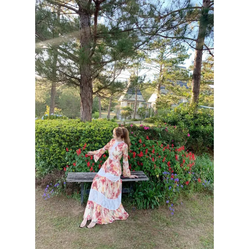 Đầm maxi hoạ tiết tiểu thư 693491