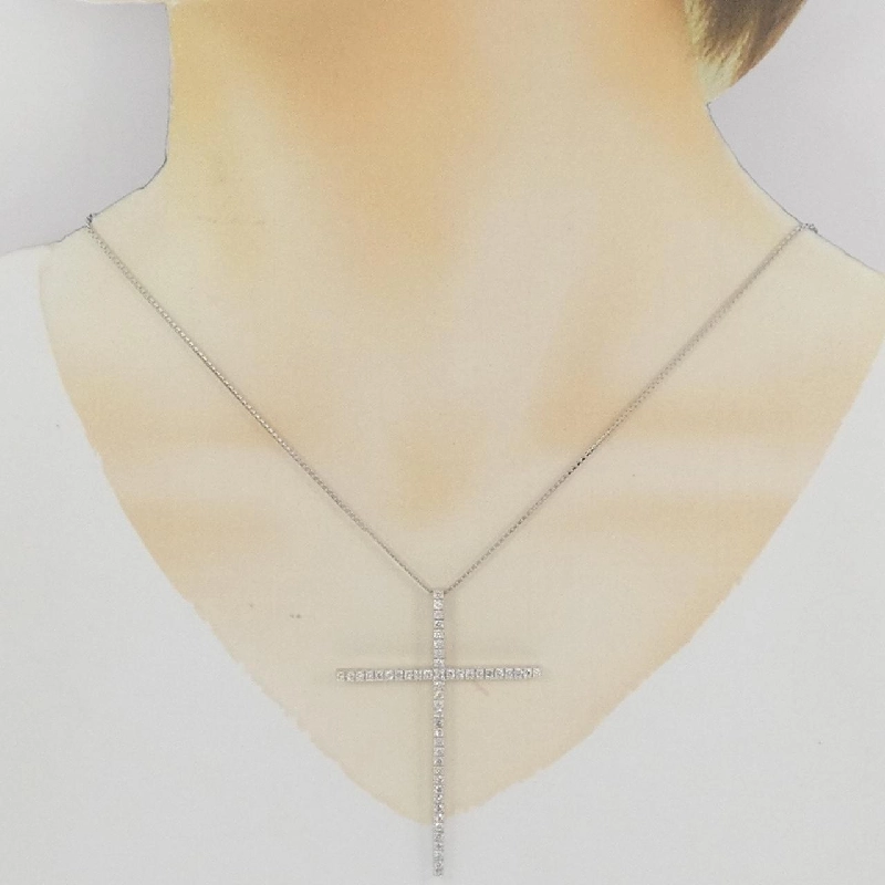 K18WG Dây chuyền kim cương chéo 1.00CT - Hàng hiệu Chính hãng 862078