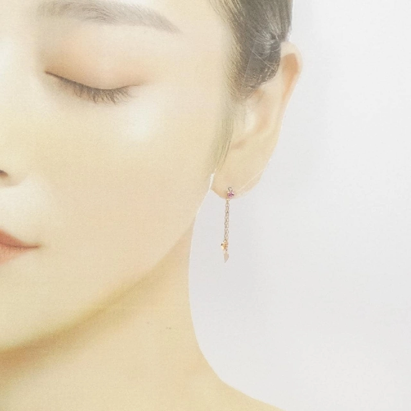 K18PG Bông tai Tourmaline hình trái tim - Hàng hiệu Chính hãng 868172