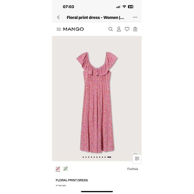 Đầm Floral Hồng Mango size XS chất liệu chun co giãn hàng chính hãng còn nguyên mác 461953