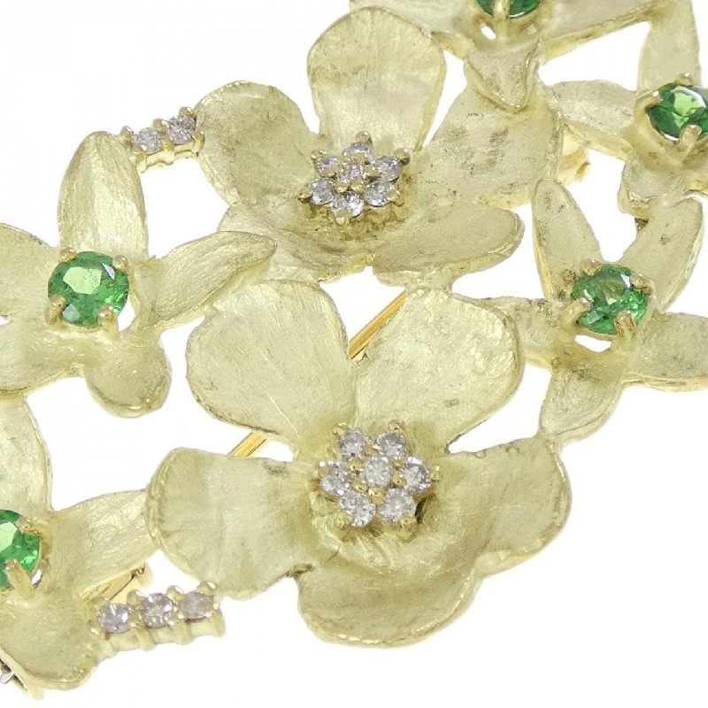 K18YG Hoa Xanh Garnet Brooch 0.62CT - Hàng hiệu Chính hãng 872187