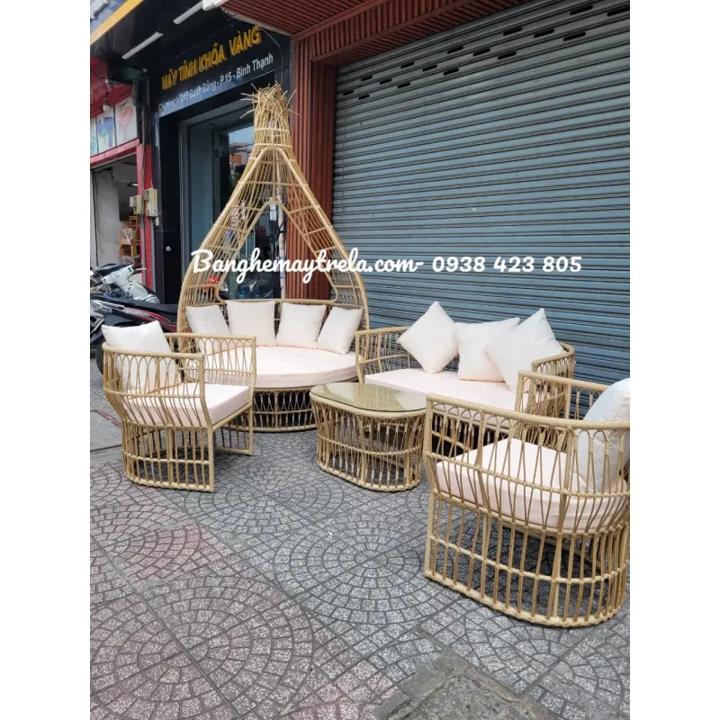Sofa mây nhựa sân vườn 715348