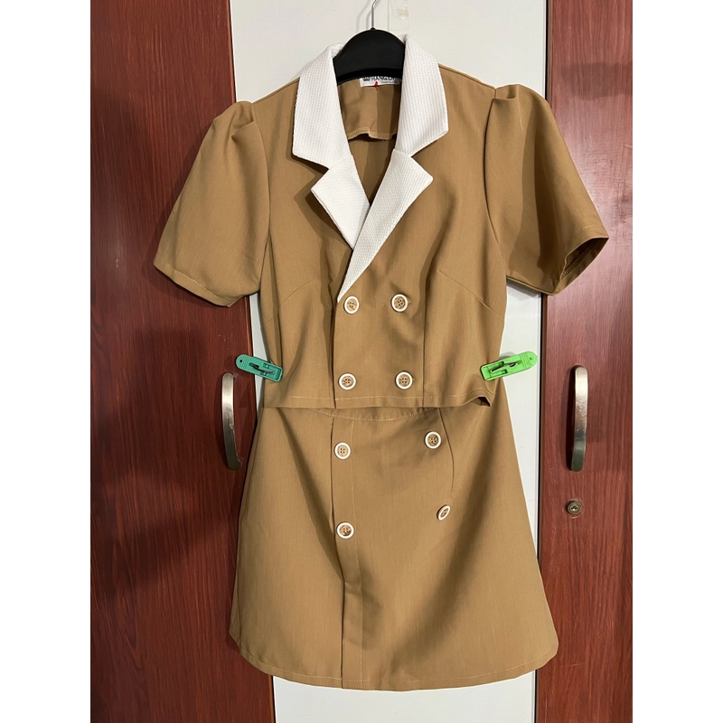 Set 2 món váy ngắn áo vest croptop  477845