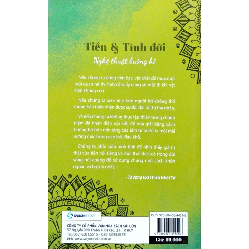 Tiền Và Tình Đời - Nghệ Thuật Buông Bỏ - Thích Nhật Từ 287486