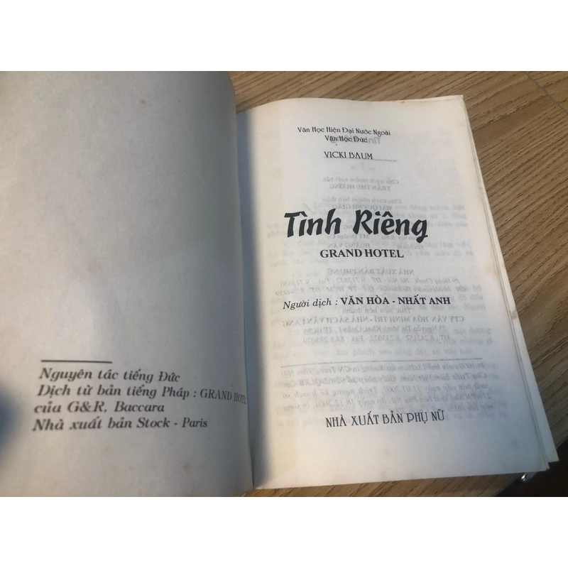 Tình riêng - Vicki Baum  (gáy ruột tốt, rìa bị dơ bám bụi) 362780