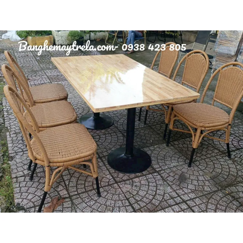 Ghế mây đan nhựa chân sắt 592032