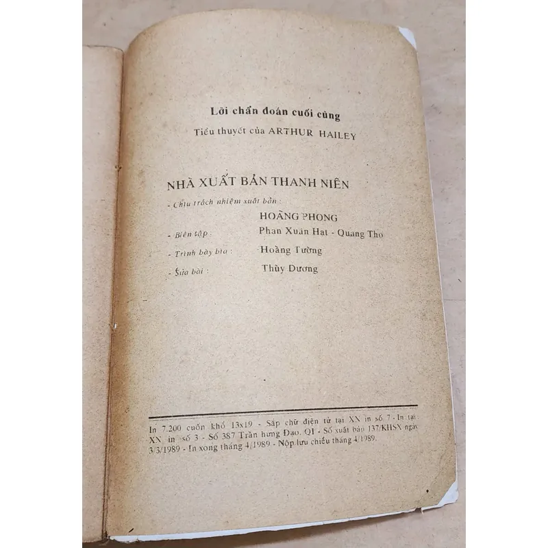 Tiểu thuyết Mỹ: LỜI CHẨN ĐOÁN CUỐI CÙNG (Arthur Hailey) 731820