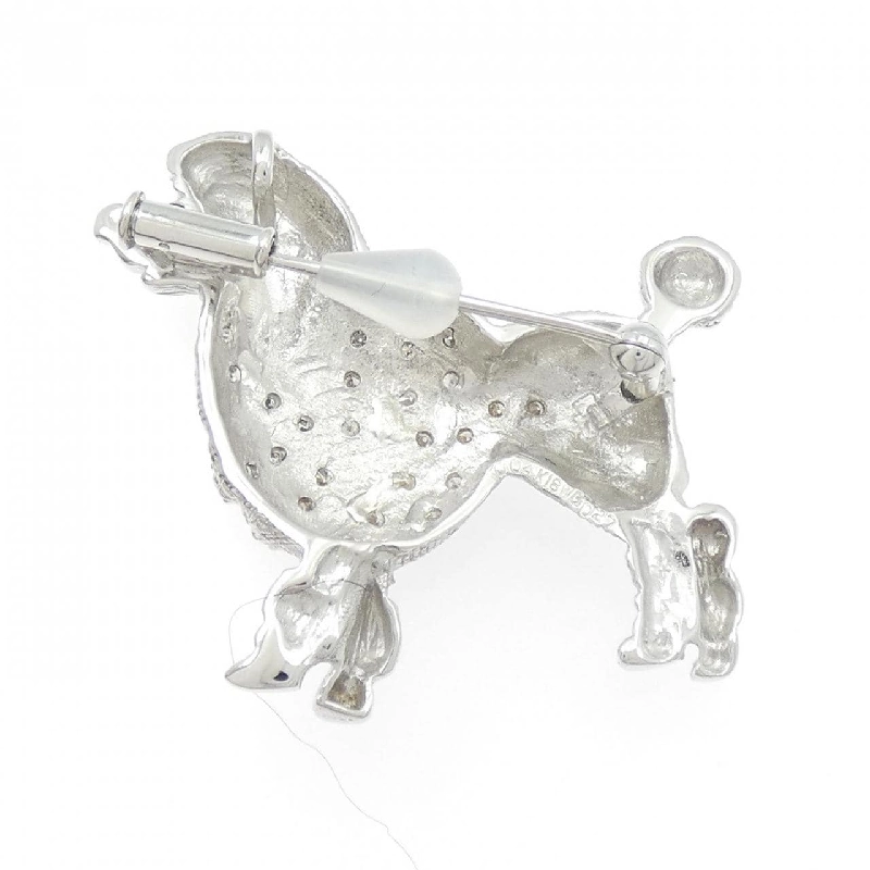 K18WG/K14WG Chó Sapphire Brooch 0.04CT - Hàng hiệu Chính hãng 871037