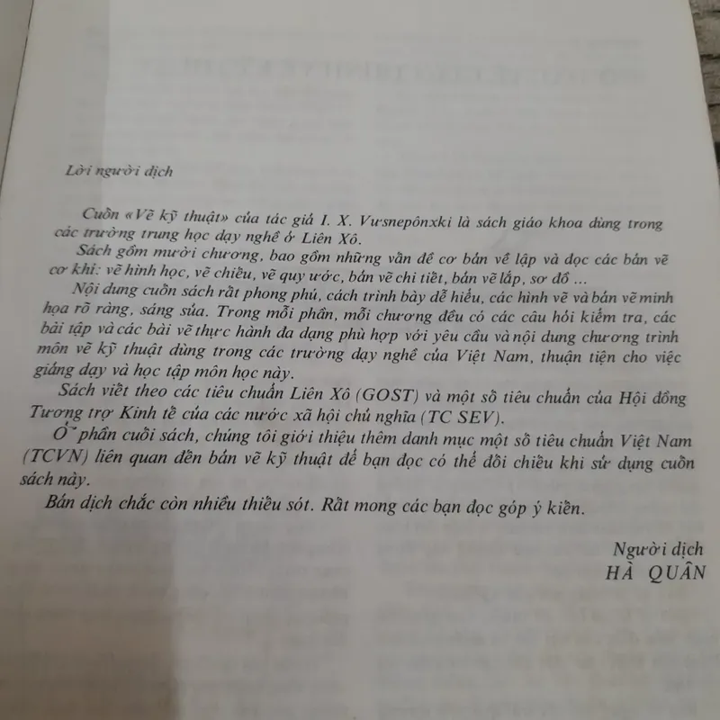 Vẽ Kỹ Thuật. Dịch từ tiếng Nga. Tác giả I.X.Vusneponski 726599