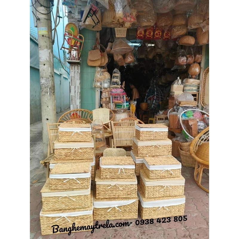 Rương đựng đồ chữ nhật mây tre đan 550974