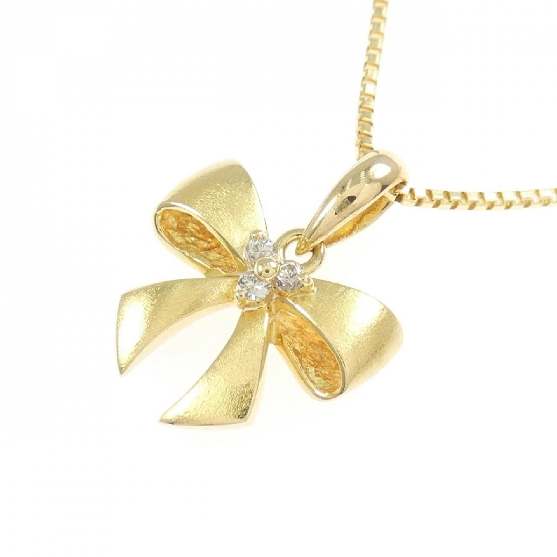 K18YG Dây chuyền kim cương hình ruy băng 0.041CT - Hàng hiệu Chính hãng 858227