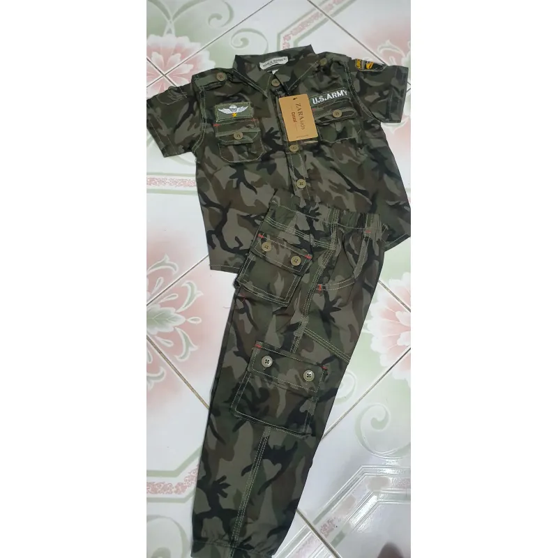 Bộ quần dài trẻ em kaki thun 763623