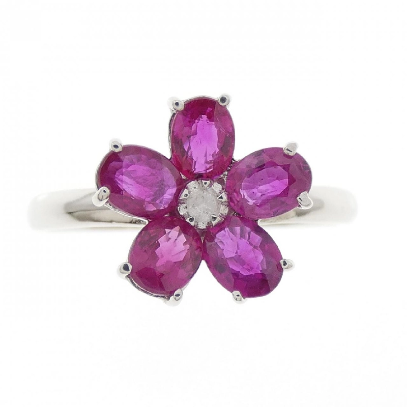 Nhẫn ruby K18WG hoa 669594