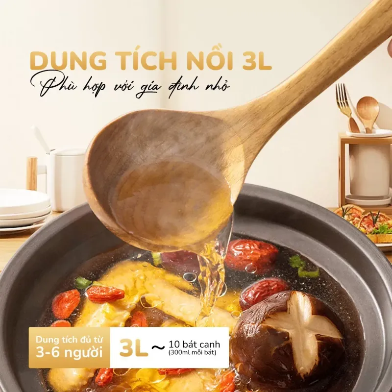 Nồi kho hầm đa năng UNIE USC308 dung tích 3L, lòng nồi gốm tử sa, 8 chức năng kho hầm 931483
