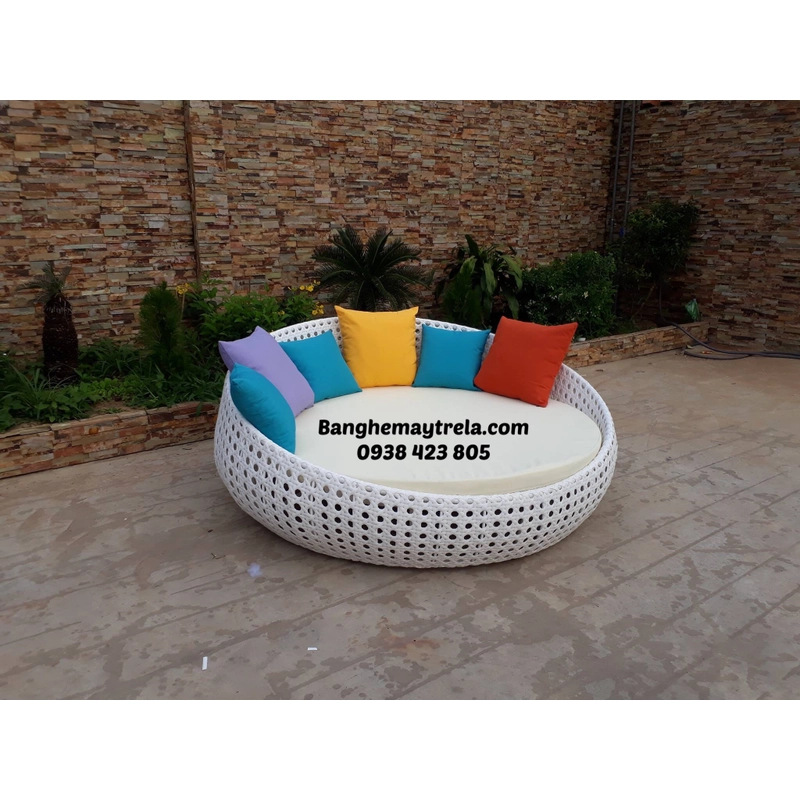 Ghế tròn tắm nắng nhựa giả mây 472603