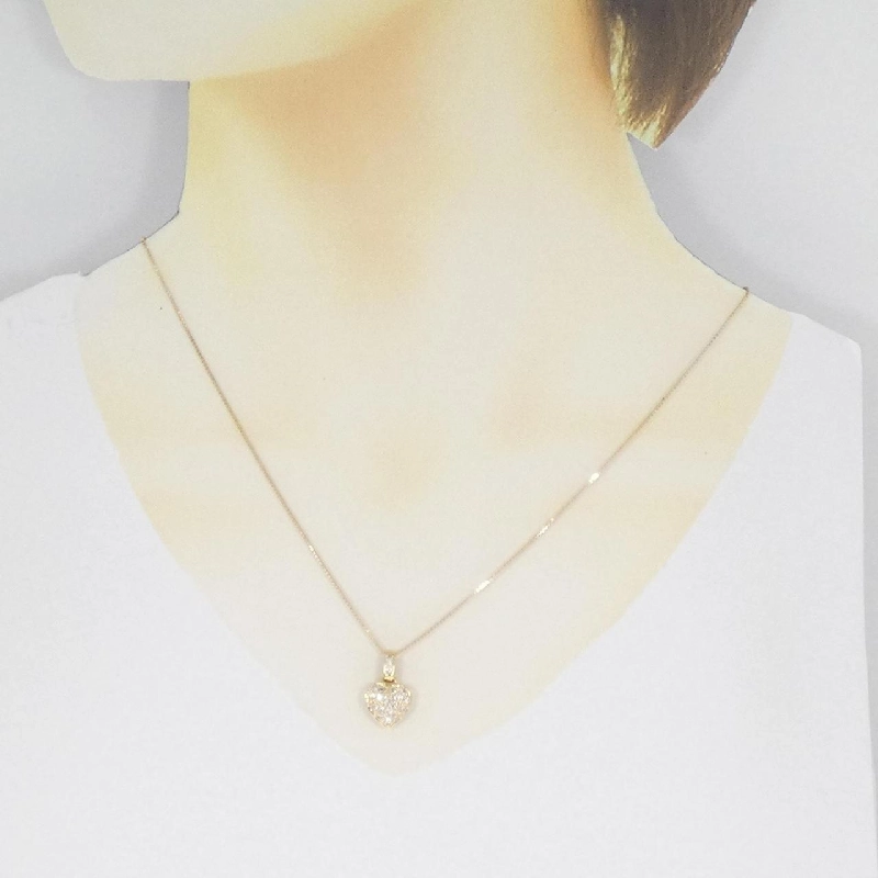 K18YG Dây chuyền kim cương hình trái tim Pavé 0.28CT - Hàng hiệu Chính hãng 863295