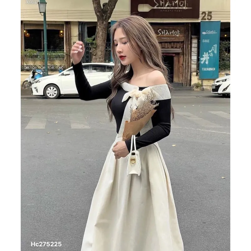 Đầm trễ vai dáng xoè size S, hàng mới, phom nhỏ 968789