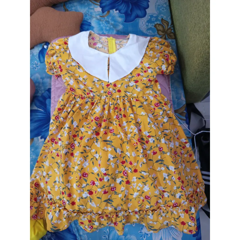 Váy hoa vàng cổ sen 753303