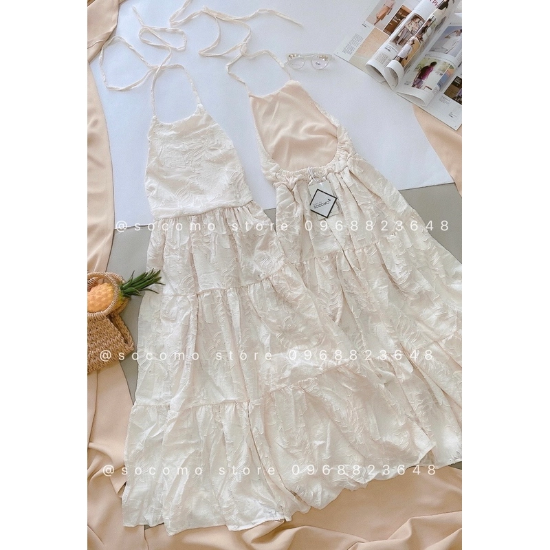 Đầm cổ yếm hở lưng đi biển 474113