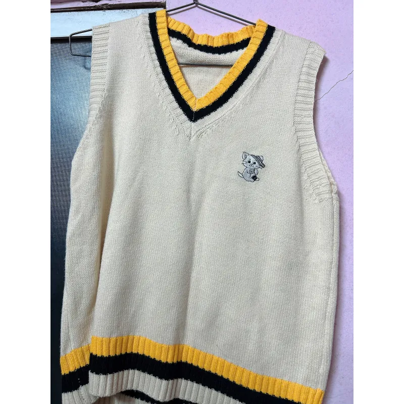 Áo gile len thêu hình mèo 1010573