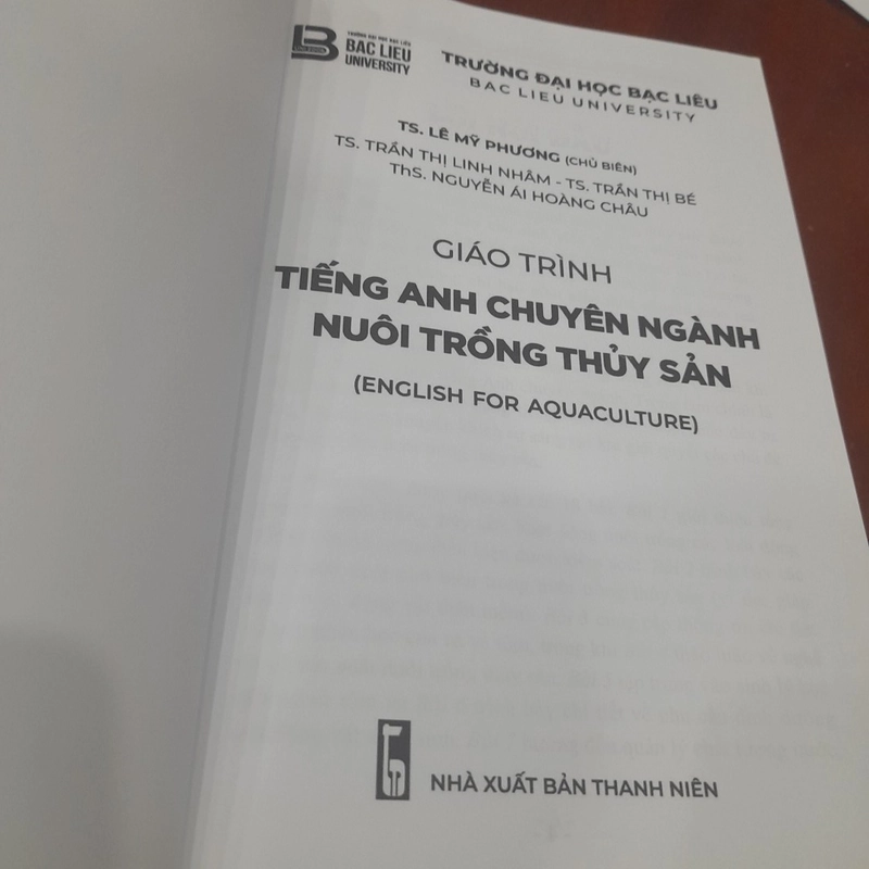 Giáo trình TIẾNG ANH CHUYÊN NGÀNH NUÔI TRỒNG THỦY SẢN 459130